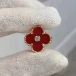 [Eternal Jewelry]CLOVER MEDIUM 1 MOTIFS CARNELIAN  DIAMOND earrings - Image 3