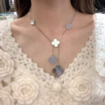 [Eternal Jewelry]CLOVER MOP CHALCEDONY NECKLACE SILVER 6 MOTIF - Image 3