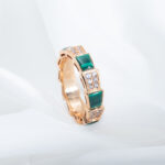 [Eternal Jewelry]SERPENTI RING PINK GOLD MALACHITE DIAMOND PAVED 4MM