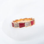 [Eternal Jewelry]SERPENTI RING PINK GOLD CARNELIAN DIAMOND PAVED 4MM - Image 4
