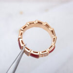 [Eternal Jewelry]SERPENTI RING PINK GOLD CARNELIAN DIAMOND PAVED 4MM - Image 7