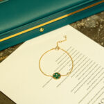[Eternal Jewelry]SUN MALACHITE 1 DIAMOND PINK GOLD BRACELET - Image 6