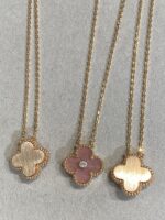 [Eternal Jewelry]CLOVER 15MM DIAMOND RHODONITE NECKLACE - Image 5