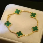 [Eternal Jewelry]CLOVER 5 MOTIFS MALACHITE BRACELET - Image 5