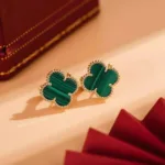 [Eternal Jewelry]CLOVER MEDIUM 1 MOTIFS MALACHITE  EARRINGS - Image 8