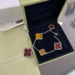 [Eternal Jewelry]CLOVER 5 MOTIFS SIVLER CARNELIAN TIGER EYE BRACELET - Image 3