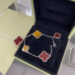 [Eternal Jewelry]CLOVER 5 MOTIFS SIVLER CARNELIAN TIGER EYE BRACELET - Image 4