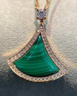 [Eternal Jewelry]DREAM MALACHITE DIAMOND PAVED PINK GOLD NECKLACE - Image 5