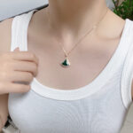 [Eternal Jewelry]DREAM MALACHITE DIAMOND PAVED PINK GOLD NECKLACE - Image 8