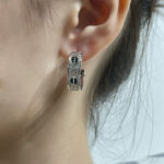 [Eternal Jewelry]LOVE CERAMIC DIAMOND PAVED SILVER EARRINGS - Image 4