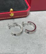 [Eternal Jewelry]LOVE CERAMIC DIAMOND PAVED SILVER EARRINGS - Image 8