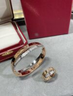 [Eternal Jewelry]LOVE PINK GOLD SILVER DIAMOND DOUBLE RING - Image 5