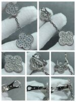 [Eternal Jewelry]CLOVER 2 MOTIFS DIAMOND PAVED SILVER EARRINGS - Image 4