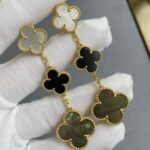 [Eternal Jewelry]CLOVER 3 MOTIF MOP ONYX DARK MOP PINK GOLD EARRINGS