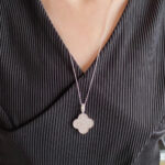 [Eternal Jewelry]CLOVER 25MM LARGE PEDANT DIAMOND PAVED LONG NECKLACE - Image 2