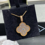 [Eternal Jewelry]CLOVER 25MM LARGE PEDANT DIAMOND PAVED LONG NECKLACE - Image 4
