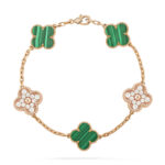 [Eternal Jewelry]CLOVER  5 MOTIF MALACHITE DIAMOND BRACELET - Image 2