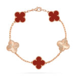 [Eternal Jewelry]CLOVER  5 MOTIFS CARNELIAN GOLD BRACELET - Image 2