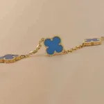 [Eternal Jewelry]CLOVER 5 MOTIFS BLUE AGATE BRACELET - Image 8