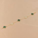 [Eternal Jewelry]CLOVER  5 MOTIF MALACHITE DIAMOND BRACELET - Image 3