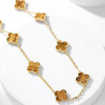 [Eternal Jewelry]CLOVER 10 MOTIFS TIGER EYE NECKLACE - Image 3