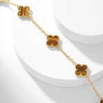 [Eternal Jewelry]CLOVER 10 MOTIFS TIGER EYE NECKLACE - Image 4