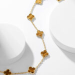 [Eternal Jewelry]CLOVER 10 MOTIFS TIGER EYE NECKLACE - Image 6