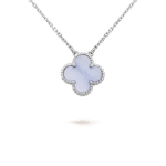 [Eternal Jewelry]CLOVER 15MM BLUE CHALCEDONY NECKLACE SILVER