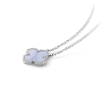 [Eternal Jewelry]CLOVER 15MM BLUE CHALCEDONY NECKLACE SILVER - Image 2