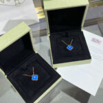 [Eternal Jewelry]CLOVER 15MM DIAMOND AND BLUE AGATE NECKLACE - Image 5
