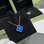 [Eternal Jewelry]CLOVER 15MM DIAMOND AND BLUE AGATE NECKLACE - Image 6