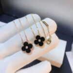 [Eternal Jewelry]CLOVER 15MM DIAMOND ONYX NECKLACE - Image 5