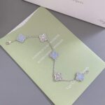 [Eternal Jewelry]CLOVER  5 MOTIF DIAMOND PURPLE CHALCEDONY BRACELET SILVER - Image 7