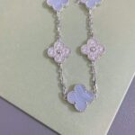 [Eternal Jewelry]CLOVER  5 MOTIF DIAMOND PURPLE CHALCEDONY BRACELET SILVER - Image 5