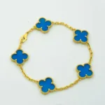 [Eternal Jewelry]CLOVER 5 MOTIFS BLUE AGATE BRACELET - Image 4