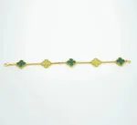 [Eternal Jewelry]CLOVER  5 MOTIF MALACHITE DIAMOND BRACELET - Image 9