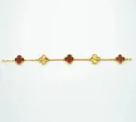 [Eternal Jewelry]CLOVER  5 MOTIFS CARNELIAN GOLD BRACELET - Image 5