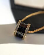 [Eternal Jewelry]ZERO 1 BLACK CERAMIC DIAMOND PINK GOLD NECKLACE - Image 4