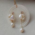 Asymmetrical Moon Shadow Baroque Pearl Earrings - Image 4