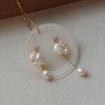 Asymmetrical Moon Shadow Baroque Pearl Earrings - Image 3