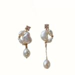 Asymmetrical Moon Shadow Baroque Pearl Earrings