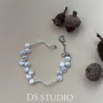 Soft Haze Collection | Geometric Wave Baroque Pearl Bracelet - Image 2