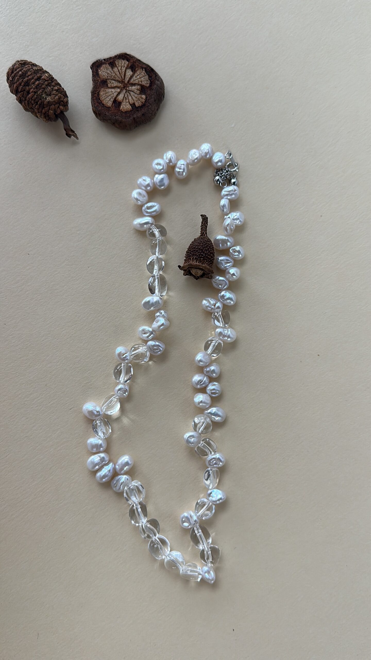11 Floating Luster Collection | Baroque Pearl & Clear Quartz Necklace - Image 1