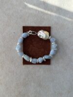 Deep Sea Baroque Pearl Blue Lace Agate Bracelet