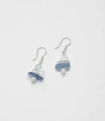 Deep Sea Blue Crystal Pearl Drop Earrings