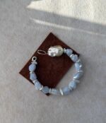 Deep Sea Baroque Pearl Blue Lace Agate Bracelet - Image 2