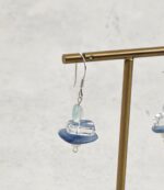 Deep Sea Blue Crystal Pearl Drop Earrings - Image 2