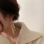 Moon Shadow Pearl Long Earrings - Image 2