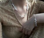 Soft Mist Geometric Wave Baroque Pearl Necklace - Image 4
