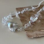Luminous Drift | Baroque Pearl & Clear Quartz Statement Necklace - Image 2